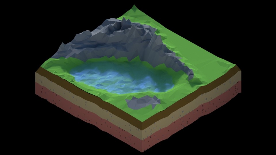 MOUNTAIN AND LAKE LOW POLY preview image 2